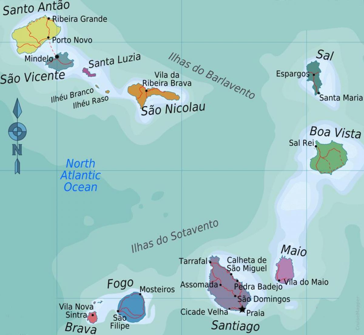 Кабо-Верде розташування острова карті 